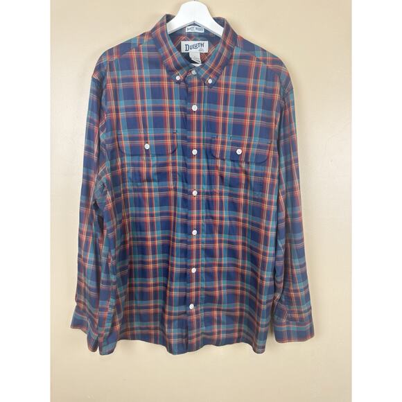 Duluth Other - Duluth Trading Co Men’s L Green Orange Blue Free Swingin Untucked Standard Fit